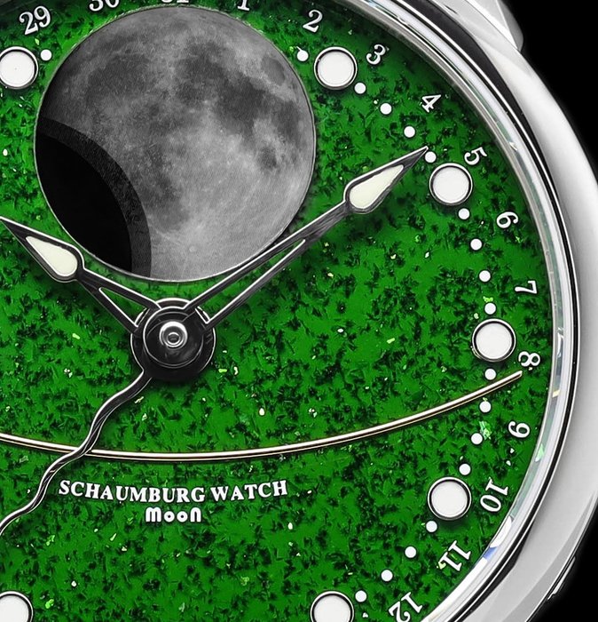 Preview of the first image of Schaumburg Watch - Galaxy - Aventurine - Perpetual MooN - NEW - - Men - 2011-present.