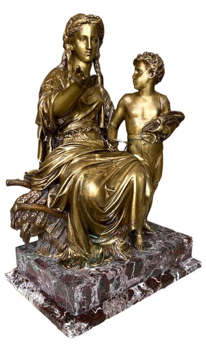 Image 3 of Jean-Jules Salmson (1823-1902) - Sculpture, Goddess Demeter - 42cm - Bronze, Marble - Second half 1