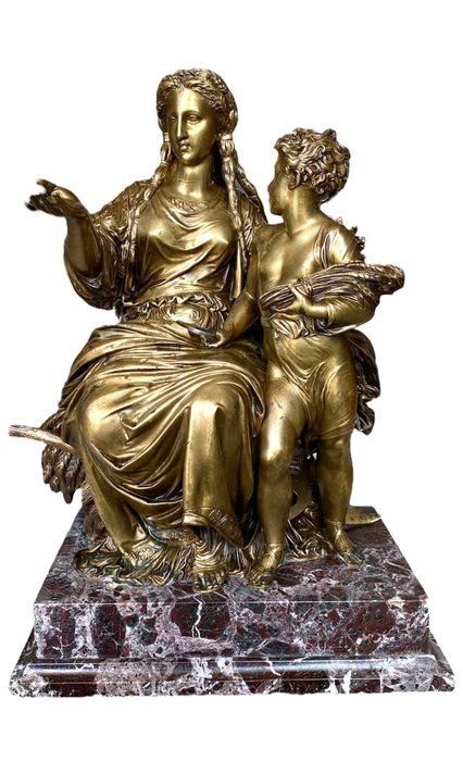 Image 2 of Jean-Jules Salmson (1823-1902) - Sculpture, Goddess Demeter - 42cm - Bronze, Marble - Second half 1