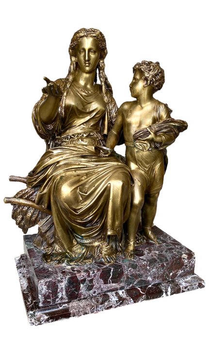 Preview of the first image of Jean-Jules Salmson (1823-1902) - Sculpture, Goddess Demeter - 42cm - Bronze, Marble - Second half 1.