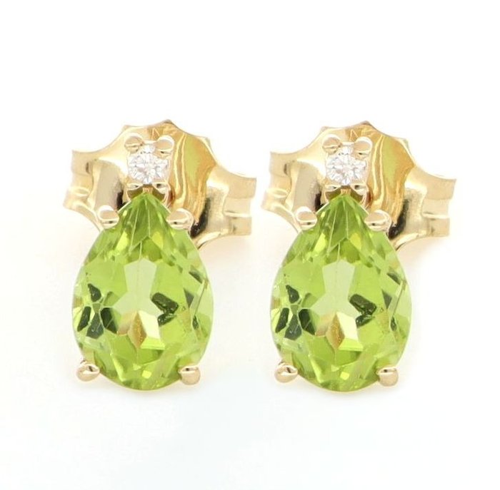 Preview of the first image of No Reserve Price - 18 kt. Yellow gold - Earrings - 0.02 ct - Diamonds.