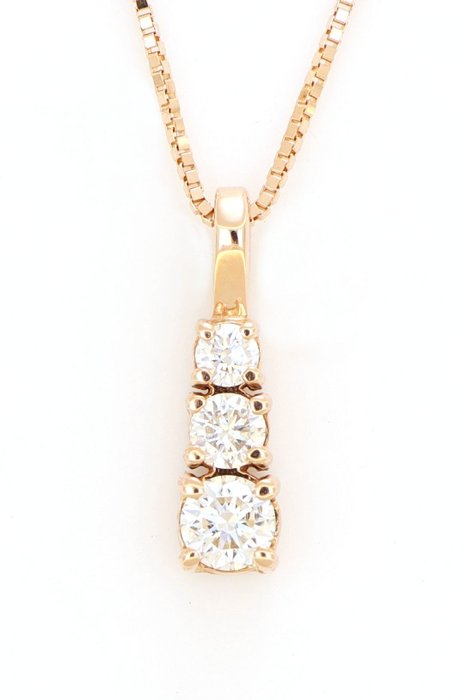 Ohne Mindestpreis - Halskette mit Anhänger - 18 kt Roségold Diamant  (Natürlich) 