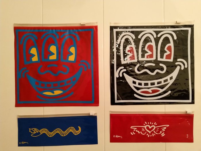 Image 2 of Keith Haring (1958-1990) - Keith Haring 3 Eyed Face ziplock bag red and black, 2 pencil cased ziplo