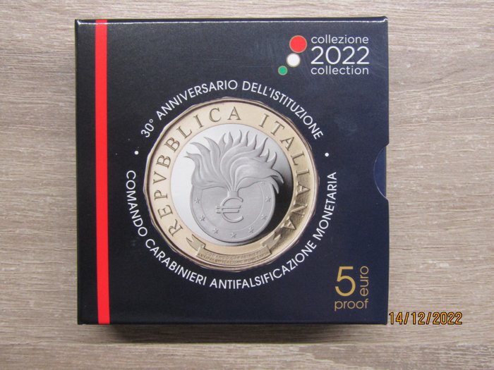 意大利. 5 Euro 2022 "Carabinieri Antifalsificazione" Proof  (没有保留价)