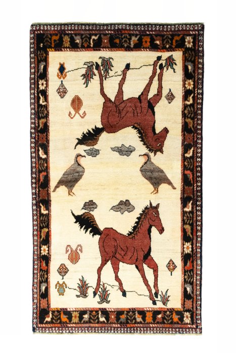 Gabbeh - pieza de colección - caballos - Alfombra - 185 cm - 102 cm