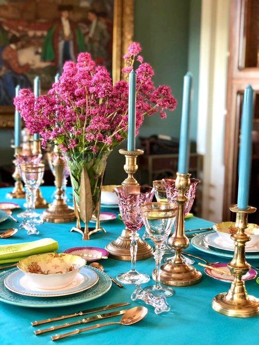 Tischdecke für große Tische, in eleganter türkisblauer Farbe - Tischtuch - 280 cm - 170 cm