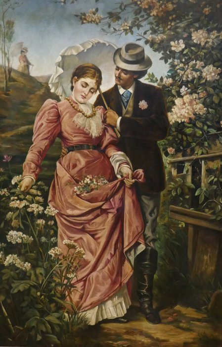 Preview of the first image of Manuel Cuyàs Agulló (XIX-XX) - Romantic Scene Of a Couple.