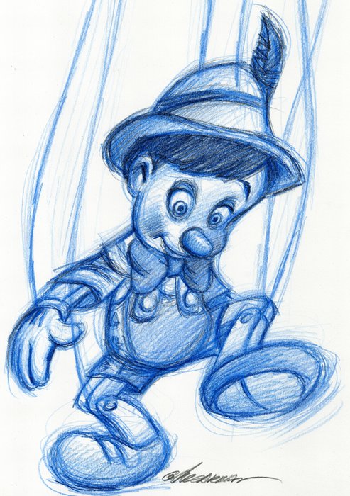 Pinocchio The Puppet - Original Drawing - Joan Vizcarra - Pencil Art - Original Artwork