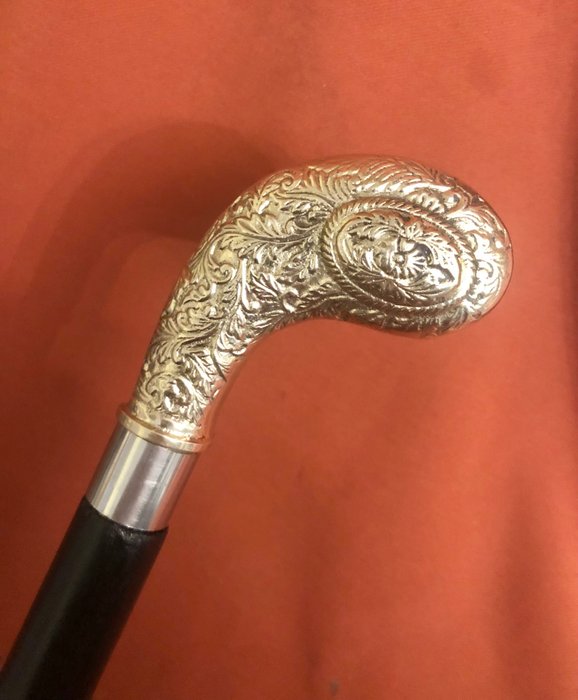 Image 3 of A “ golf “ classy , Art Nouveau style,walking stick. Handle designed asa golf stick - silvered bras