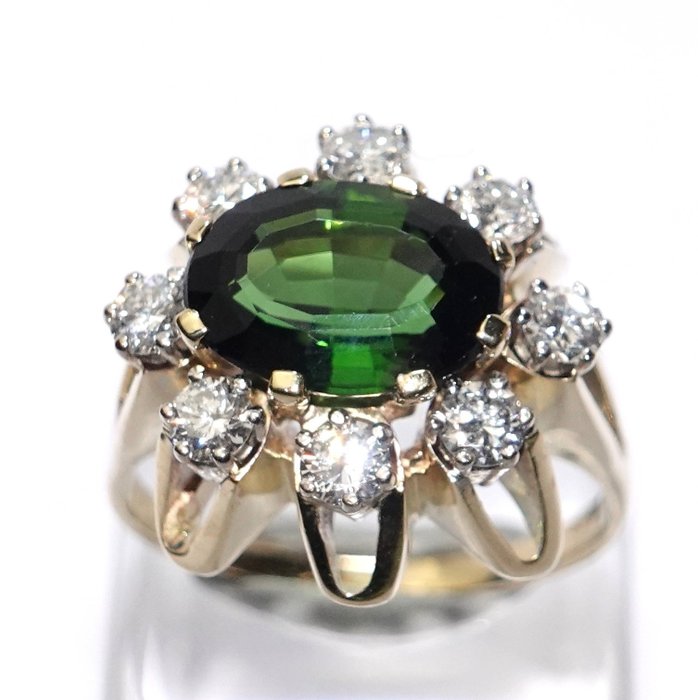 Image 2 of Handcrafted - 14 kt. Yellow gold - Ring - 2.60 ct Tourmaline - Diamonds