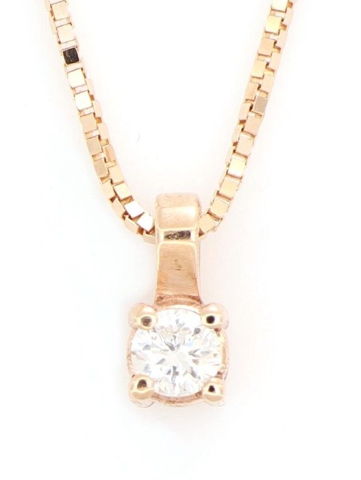 No Reserve Price - Necklace with pendant - 18 kt. Rose gold Diamond  (Natural)