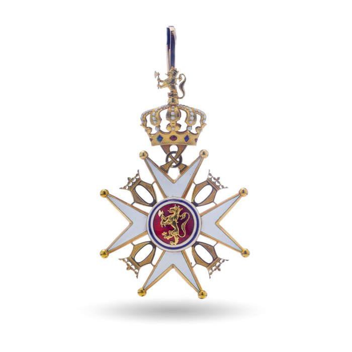 Image 2 of Royal Norwegian Order of Saint Olav. - 18 kt. Yellow gold - Pendant