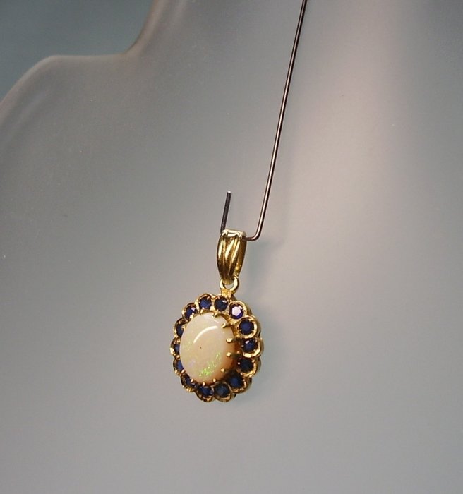 Image 2 of 14 kt. Gold - Pendant - 2.00 ct Opal - Sapphires