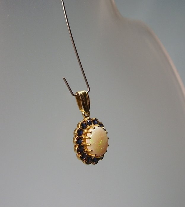 Image 3 of 14 kt. Gold - Pendant - 2.00 ct Opal - Sapphires