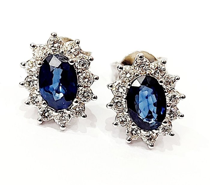 Preview of the first image of Astralia - 18 kt. White gold - Earring, Earrings - 0.40 ct Diamond - Sapphires.