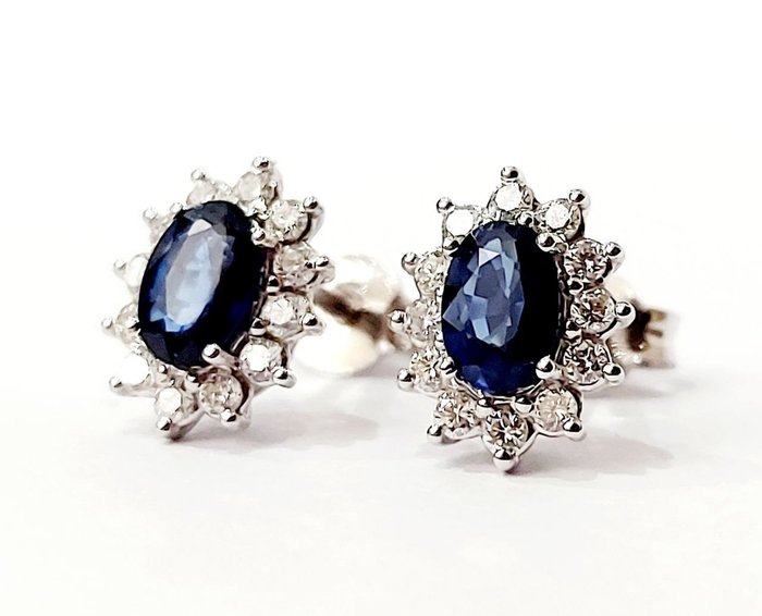 Image 3 of Astralia - 18 kt. White gold - Earring, Earrings - 0.40 ct Diamond - Sapphires