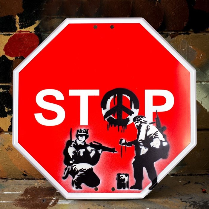Preview of the first image of Josh Mahaby (1982) - STOP WAR - Banksy CND Soldiers.