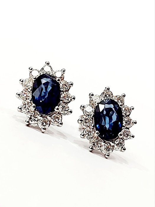 Image 2 of Astralia - 18 kt. White gold - Earring, Earrings - 0.40 ct Diamond - Sapphires