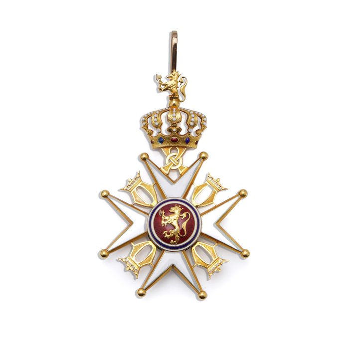 Image 3 of Royal Norwegian Order of Saint Olav. - 18 kt. Yellow gold - Pendant