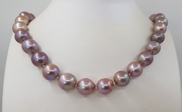 Image 2 of No Reserve Price - 11.5x14mm Edison Freshwater Pearls - 14 kt. White gold - Necklace
