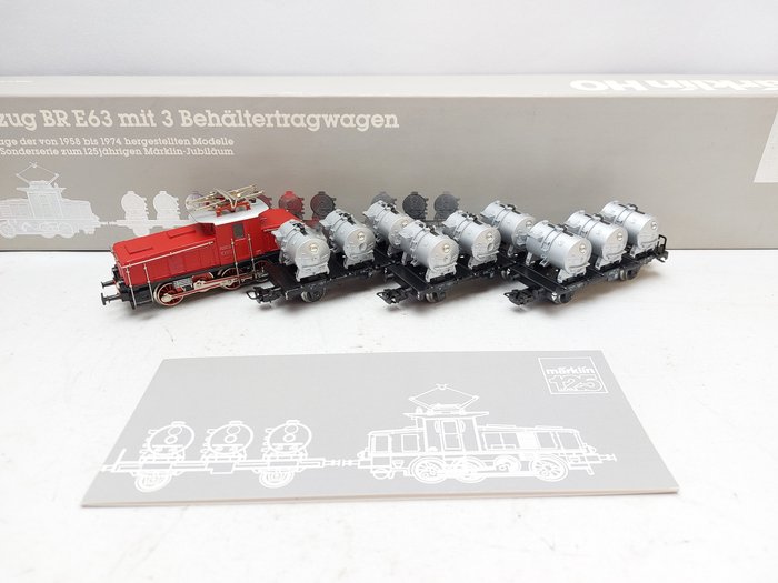 Märklin H0 - 2874 - Set - Güterzug mit E63, einmalige Serie „125 Jahre Märklin“ - DB