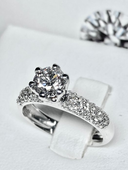 Preview of the first image of Pala Diamond-IGI cert - 18 kt. White gold - Ring - 1.36 ct Diamond - Diamonds.