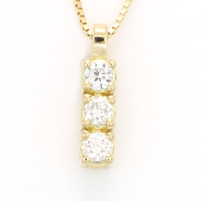 Preview of the first image of No Reserve Price - 18 kt. Yellow gold - Necklace with pendant - 0.12 ct Diamond.