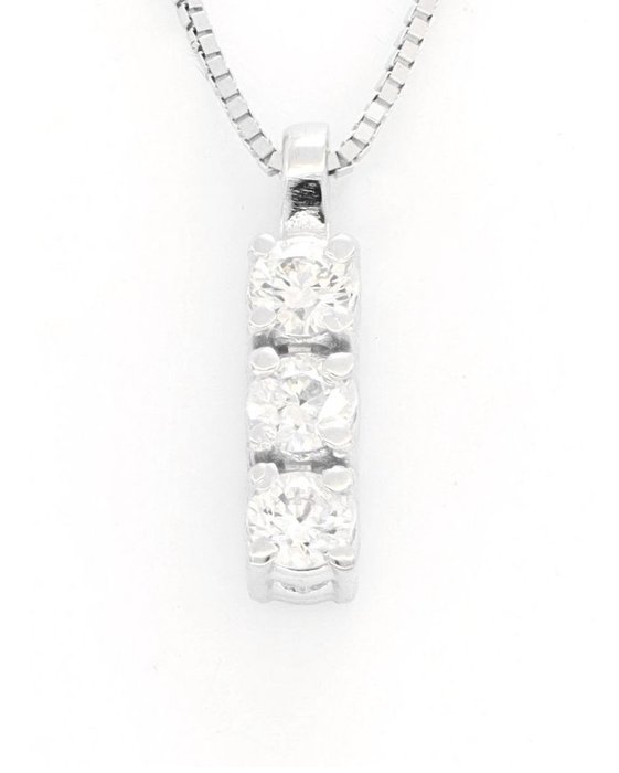 No Reserve Price - Necklace with pendant - 18 kt. White gold Diamond  (Natural)