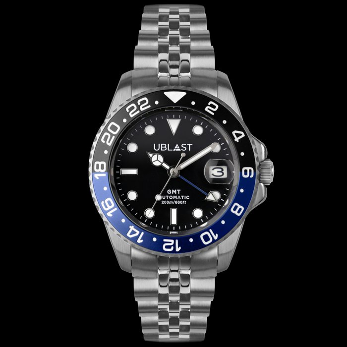 Ublast® - Automatic GMT - Diver 200M -Jubilee Strap - UBDGMJ40BBU - Herre - Ny