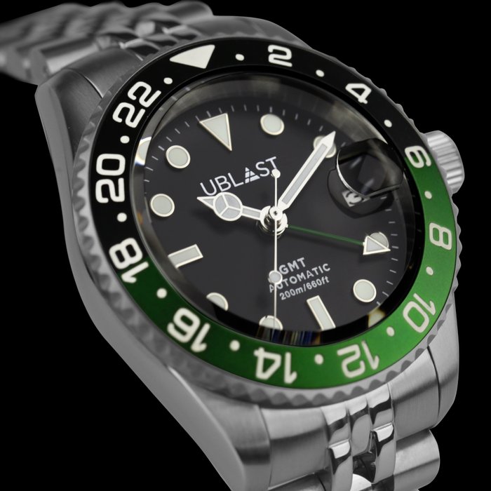 Ublast® - Automatic GMT - Diver 200M -Jubilee Strap - UBDGMJ40BGN - Bărbați - Nou