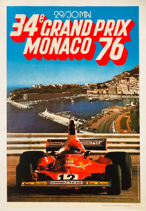 Bob Martin - 34 Gran Prix Monaco 76 - (linen backed on canvas) - década de 1970