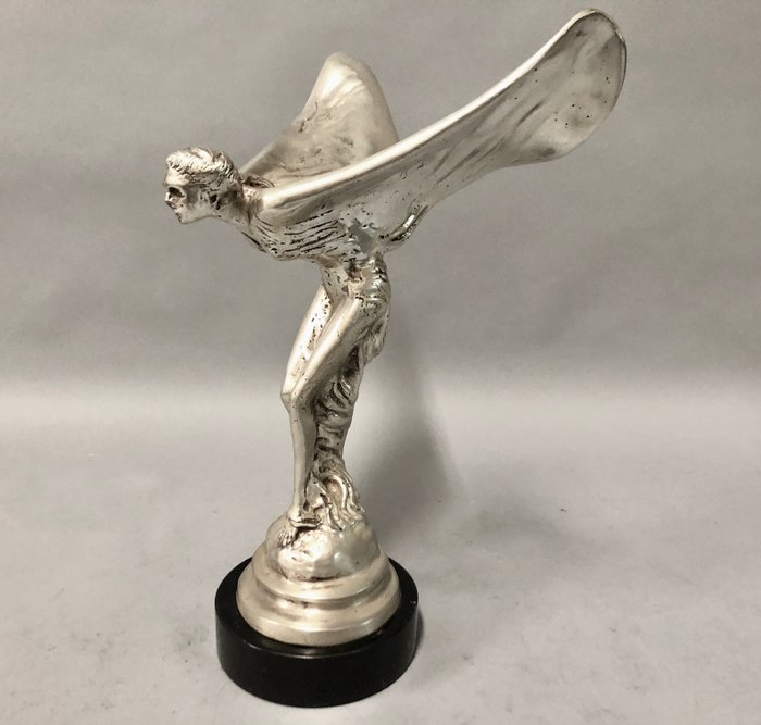 Szobrocska, Spirit of Ecstacy - Flying Lady Rolls Royce - 28 cm - Ezüstözött bronz