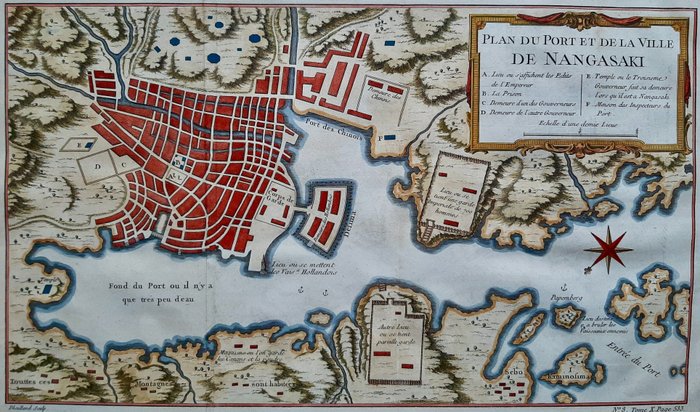 Preview of the first image of Japan, Nagasaki, Deshima; JN Bellin - Plan Du Port Et De La Ville De Nangasaki - ca 1760.