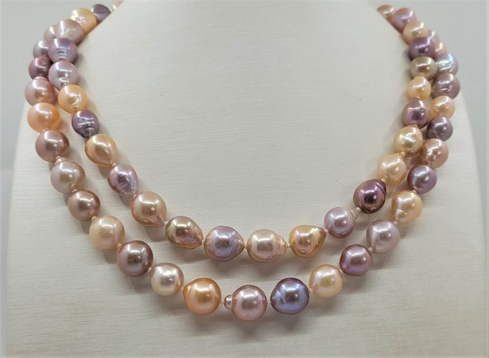 Image 2 of No Reserve Price - 8.5x10.5mm Multi Edison - 14 kt. Freshwater pearls - Necklace