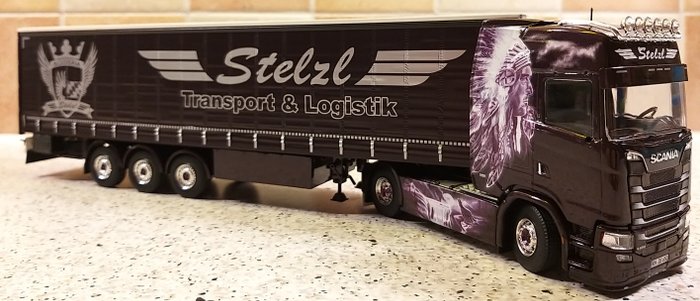 Image 3 of Tekno - 1:50 - Scania S650/V8 - tractor with curtainsider trailer "Stelzl"