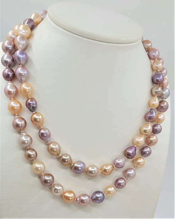 Preview of the first image of No Reserve Price - 8.5x10.5mm Multi Edison - 14 kt. Freshwater pearls - Necklace.