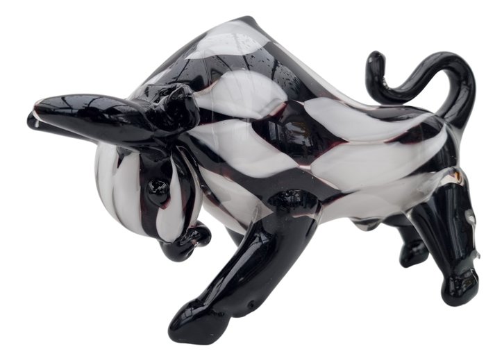 Skulptur, Taurus - schaakpatroon - 24 cm - Glas