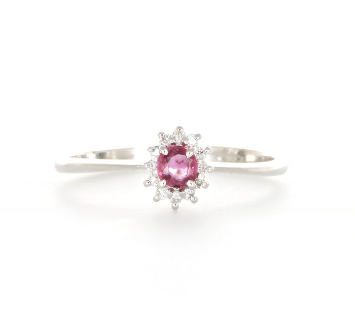Preview of the first image of '' No Reserve Price '' - 18 kt. White gold - Ring - 0.35 ct Ruby - Diamonds.