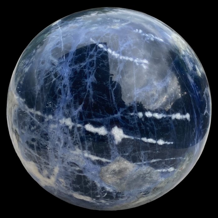 Esfera de Sodalita - Calidad Extra Oscura - Granja Hiassu, Itaju do Colônia, Brasil - Altura: 94.2 mm - Ancho: 94.2 mm- 1011 g