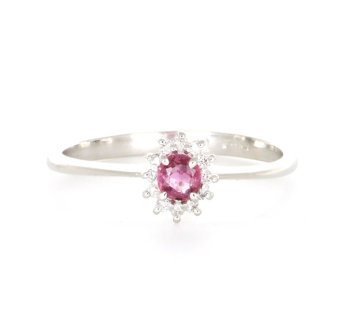 Image 2 of '' No Reserve Price '' - 18 kt. White gold - Ring - 0.35 ct Ruby - Diamonds