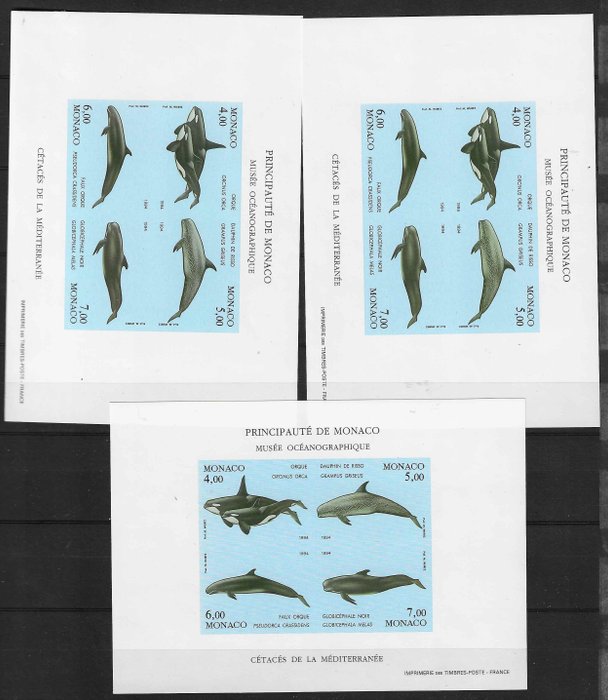 Preview of the first image of Monaco 1994 - Marine environment - imperforate. - Yvert blocs n°64a x 3 exemplaires.
