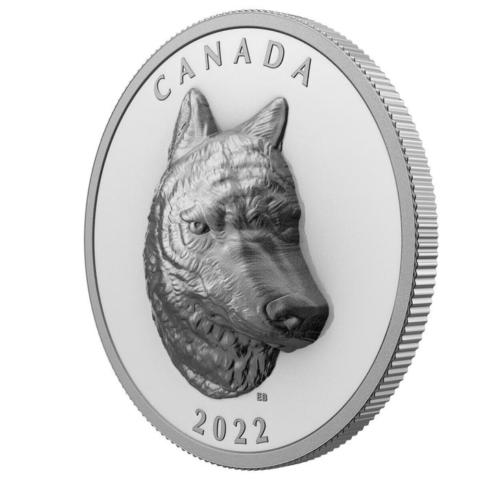 Canada. 25 Dollars 2022 Timber of Wolf, 1 Oz (.999)