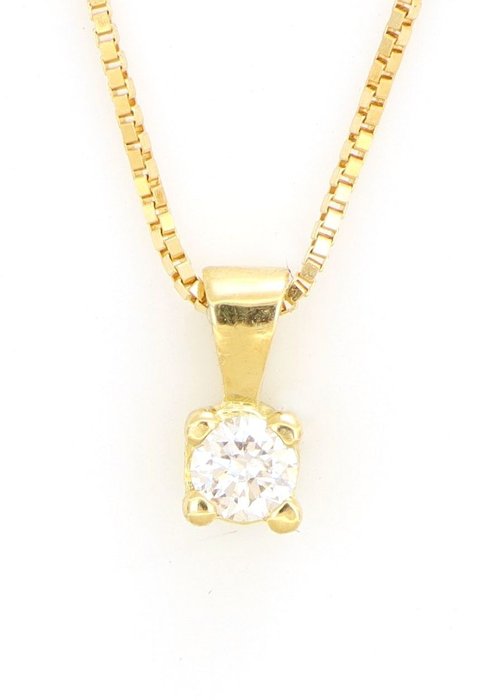 Ohne Mindestpreis - Halskette mit Anhänger - 18 kt Gelbgold Diamant  (Natürlich) 