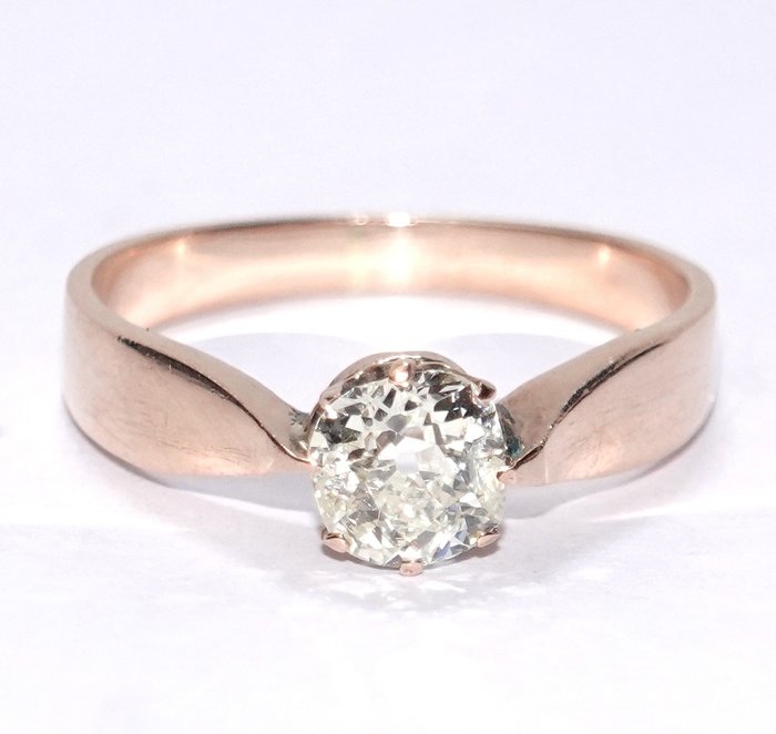 戒指 - 14K包金 玫瑰金 -  0.55ct. tw. 钻石  (天然)