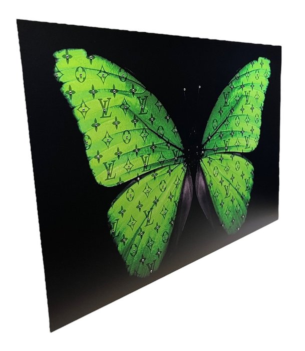 Image 3 of AmsterdamArts - Big Louis Vuitton diamond green butterfly