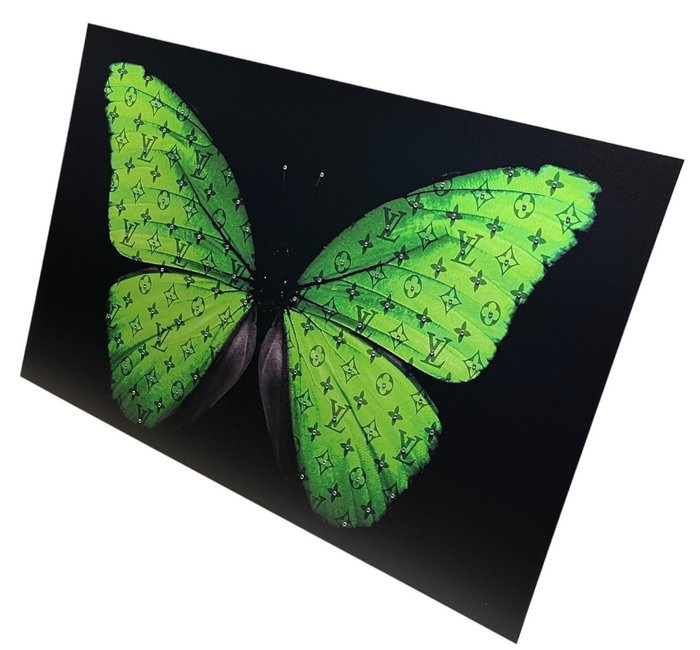 Image 2 of AmsterdamArts - Big Louis Vuitton diamond green butterfly