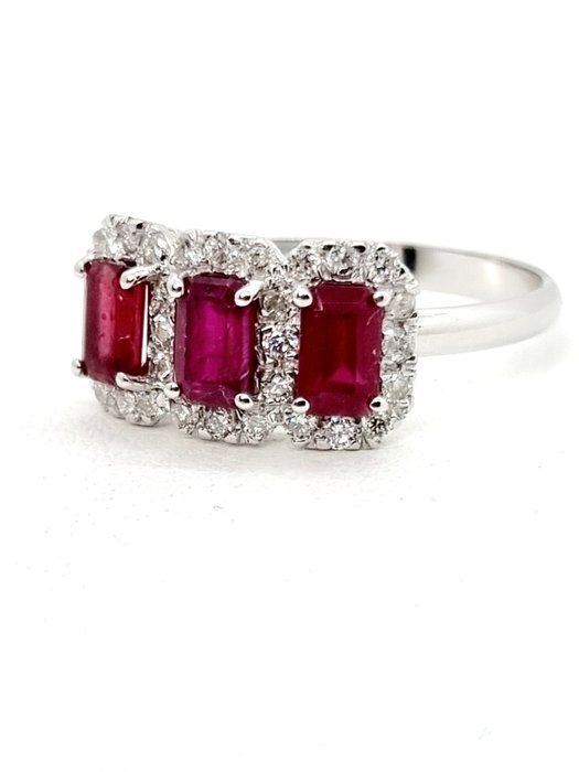 Image 3 of 18 kt. White gold - Ring - 1.65 ct Ruby - Diamonds