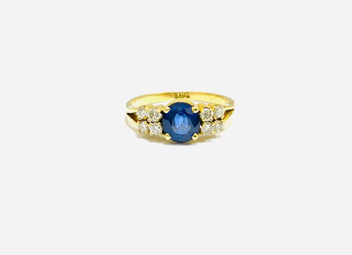 Preview of the first image of 14 kt. Yellow gold - Ring - 1.60 ct Sapphire.