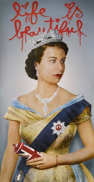 Preview of the first image of Mr Brainwash (1966) - Life is beautiful: Queen Elizabeth II.