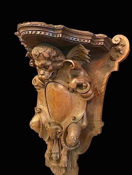 Image 3 of Gargoyle carved shelf - Renaissance Style - Wood - Mid 19th century